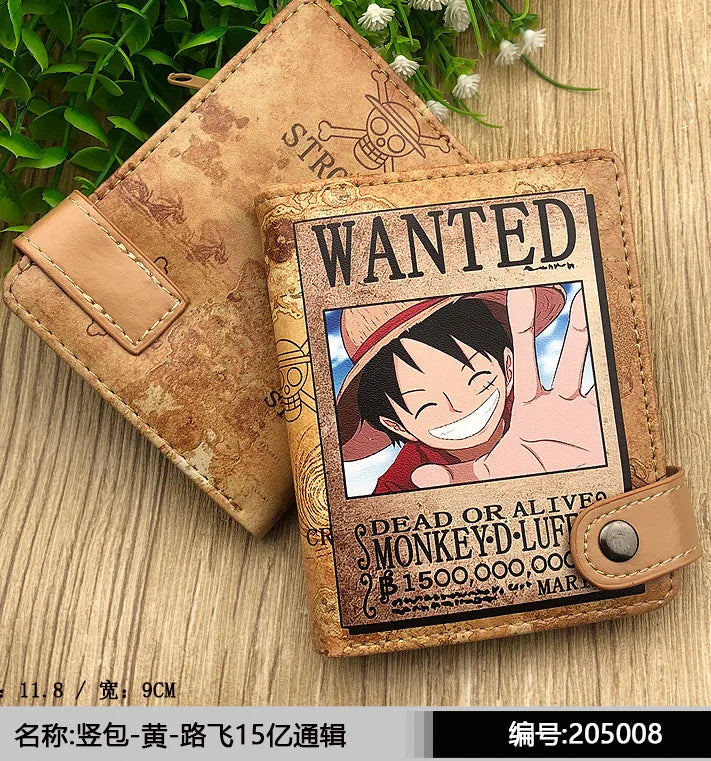 Anime One Piece Figure Wallet Luffy Purse Zoro Ace Bounty Order Skeleton Pattern Pu Kawaii Wallet Card Holder Purse