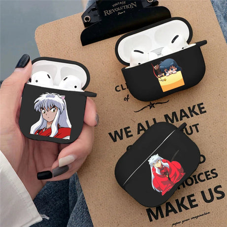 Inuyasha Anime TPU Case for AirPods Pro & 1-3 - Black Silicone Cover