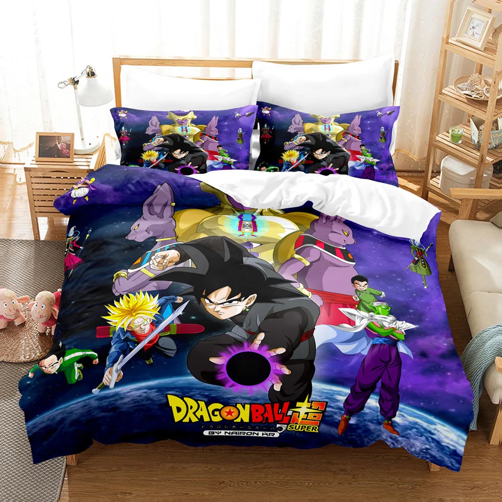 Anime Dragon Ball Duvet Comforter Quilt Cover Set Super Saiyan Bedding Set Anime Car Bed Bedroom Home Children Bedroom Gifts