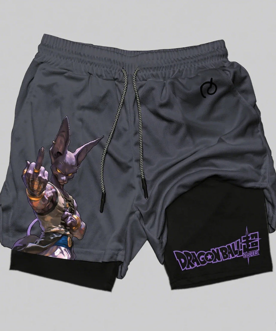 Dragon Ball Goku Anime Gym Shorts Men Double-layer 2-in-1 Sports Pants New Summer Print Beach Pants Streetwear