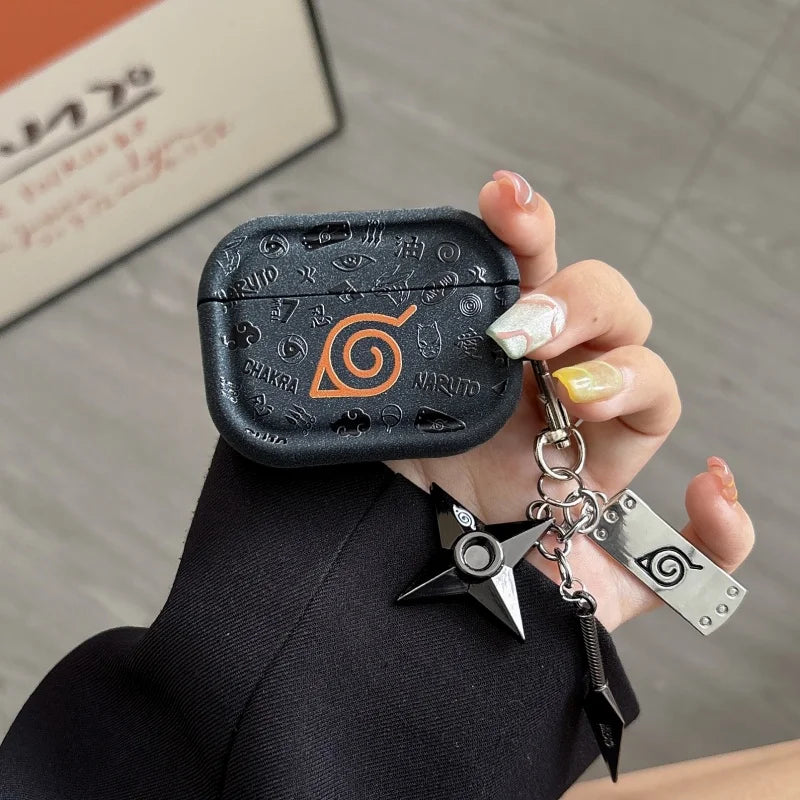 Anime Naruto Akatsuki AirPods Case with Shuriken Pendant – Soft Cover for AirPods Pro & 1 2 3 4 4