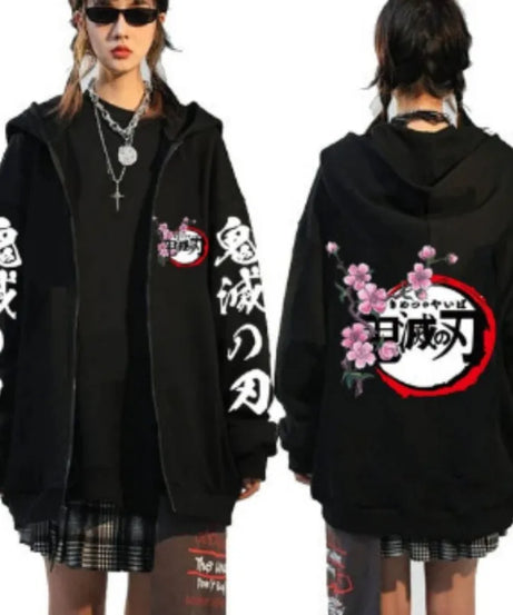 Demon Slayer Zipper Sweatshirts Zip Up Hoodie Anime Hoodies Unisex Hip Hop Streetwear Nezuko Kamado Graphic Y2K Clothes gifts