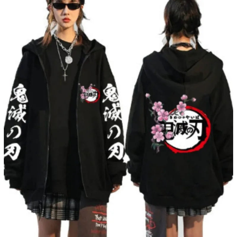 Demon Slayer Zipper Sweatshirts Zip Up Hoodie Anime Hoodies Unisex Hip Hop Streetwear Nezuko Kamado Graphic Y2K Clothes gifts