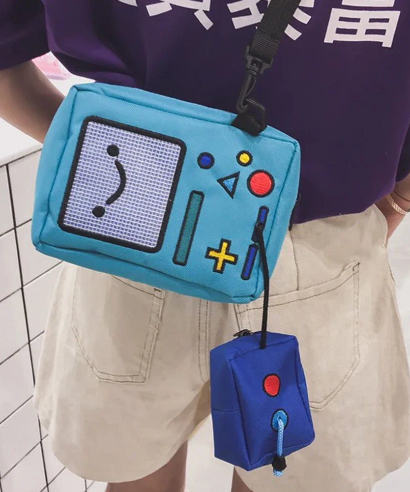 Anime Adventure Time BMO Small Bags for Women Phone Purse Female Canvas Game Machine Shoulder Bag Funny Crossbody Bag