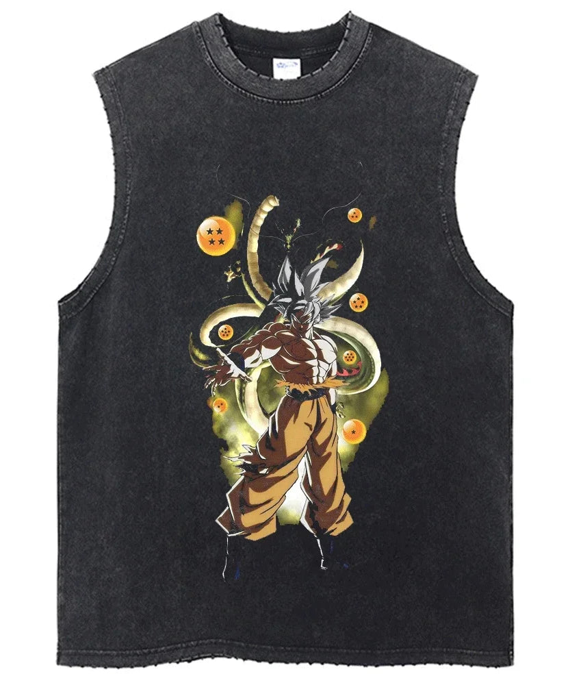 Vintage Dragon Ball Sleeveless Streetwear Tank – Harajuku Cotton Graphic Tee