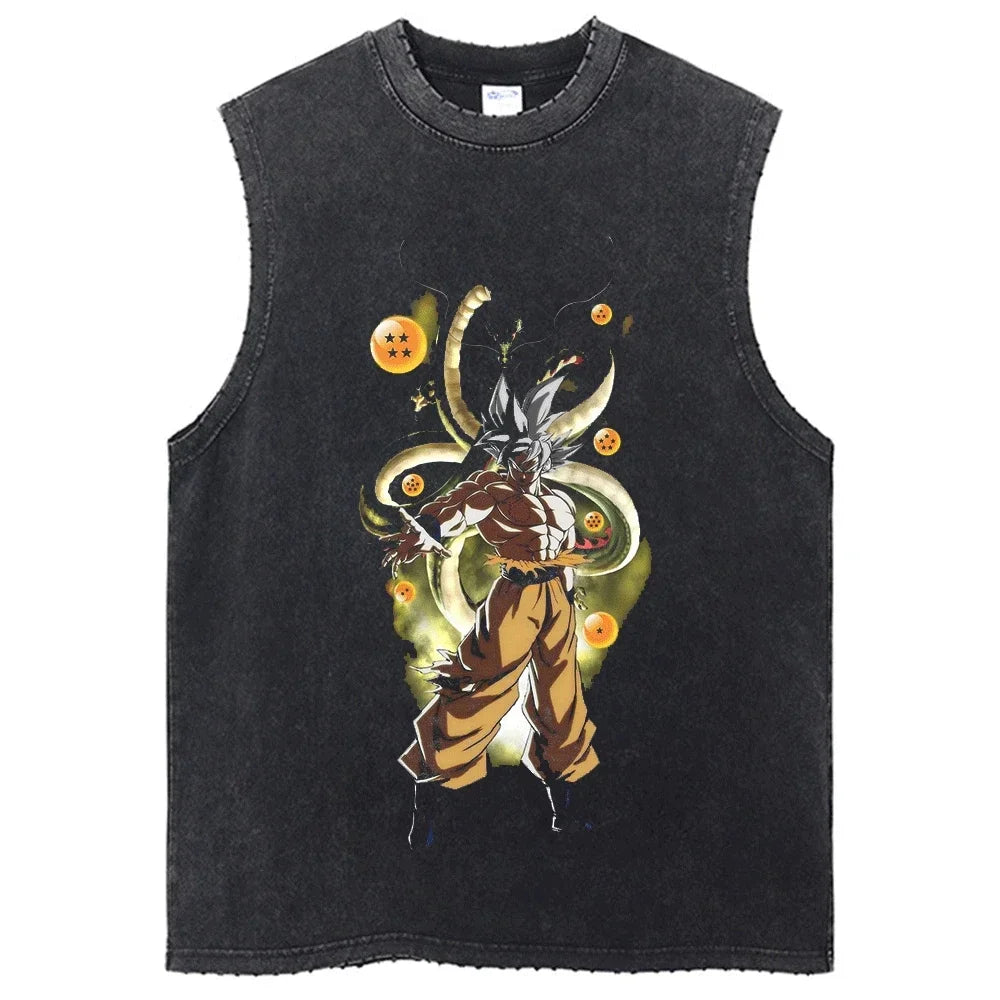 Vintage Dragon Ball Sleeveless Streetwear Tank – Harajuku Cotton Graphic Tee