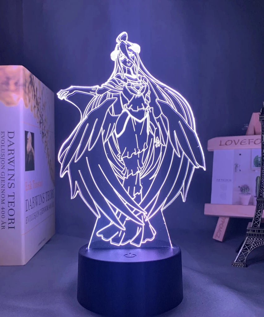Anime Overlord Acrylic Glowing Stand Albedo Action Figure Led Night Light for Bedroom Decor Gift Nightlight
