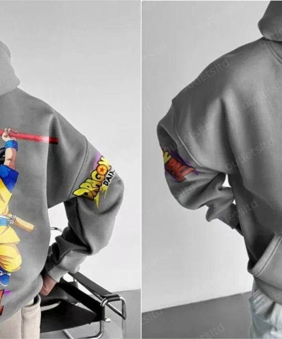 Vintage Anime Dragon Ball Goku Oversized Men's Hoodie Y2k Clothes Sweatshirt Autumn Sweater Loose Cotton Women Long Sleeve Tops
