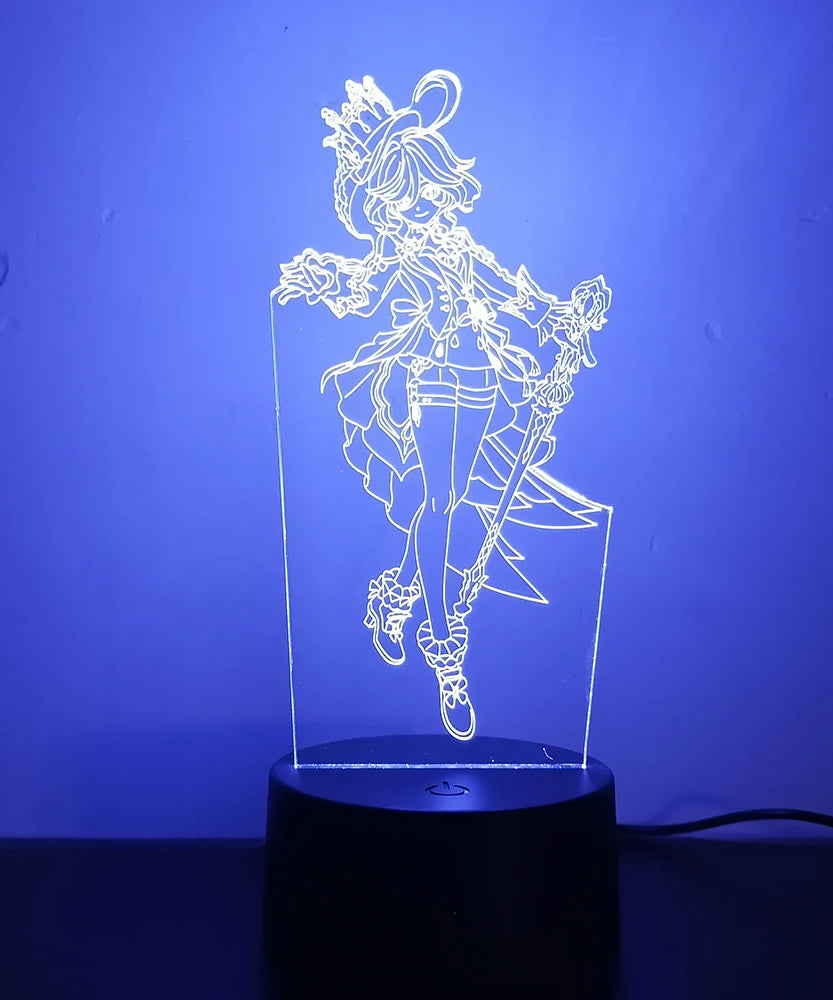 Genshin Impact Figure Furina 3d Led Night Light For Bedroom Customizable Heroes Acrylic Lamp Bedside Decor Children's Gift