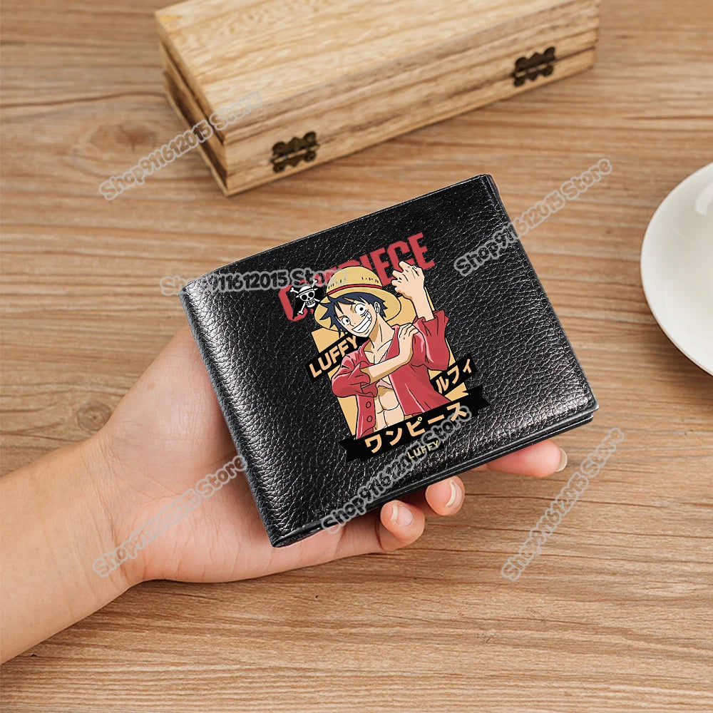 One Piece Pu Leather Wallet for Men Foldable Short Wallets Luffy Zoro Chopper Coin Purse Man Multi-slot Credit ID Card Holder