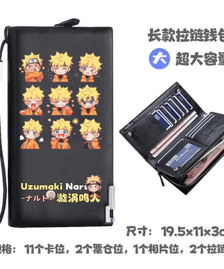 Naruto Uchiha Sasuke Anime Peripheral Zipper PU Wallet Handsome Personality Boy Print Coin Purse Short Card Pack Holiday Gift