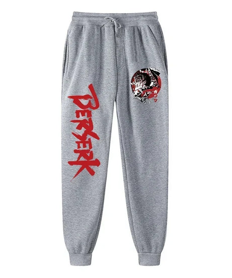 Men's berserk animated printed sportswear pants sports jogging pants casual polar lining pocket pants