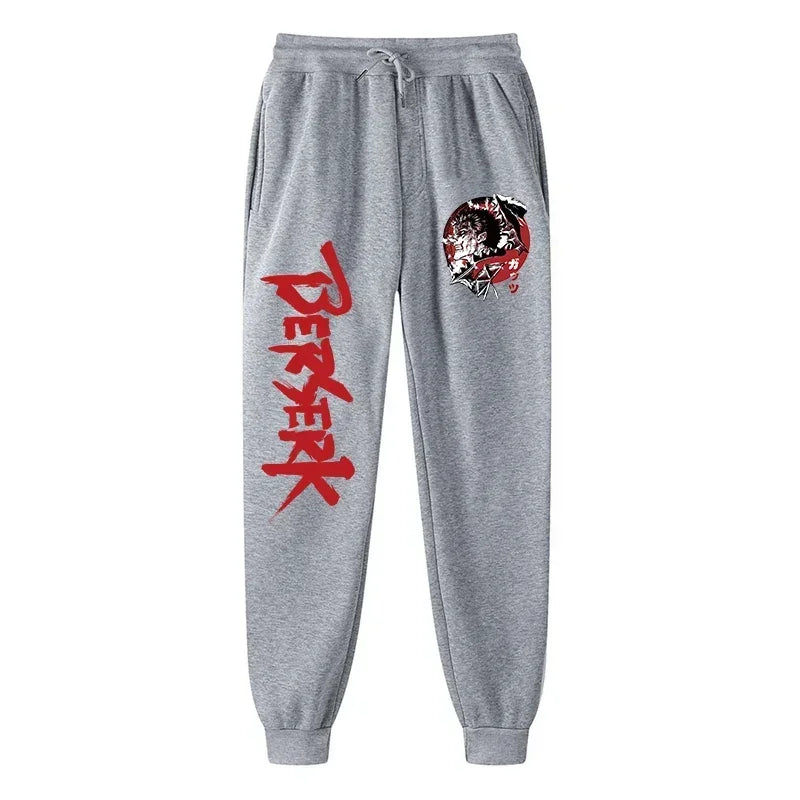 Men's berserk animated printed sportswear pants sports jogging pants casual polar lining pocket pants