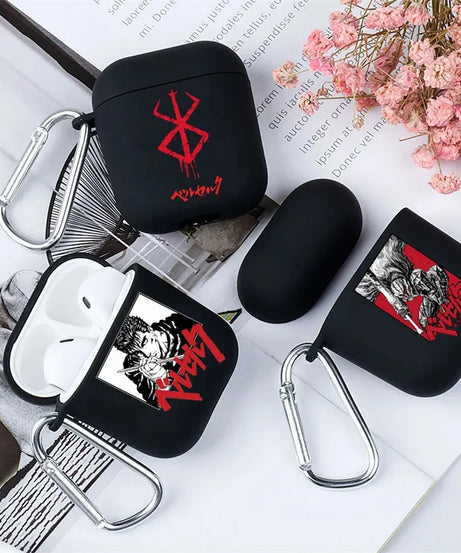 anime Berserk Guts Zodd Earphone Case For AirPods4 1 2 3 Pro Black Soft silicone wireless Bluetooth headphone case