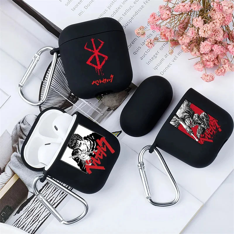 anime Berserk Guts Zodd Earphone Case For AirPods4 1 2 3 Pro Black Soft silicone wireless Bluetooth headphone case