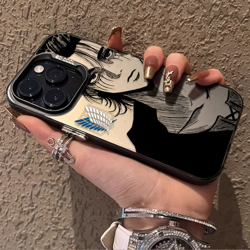 Eren Yeager Attack on Titan iPhone Case Shockproof Plated Cover for iPhone 17 Air 16 15 14 13 12 11 Pro Max XS XR X 8 7 Plus SE 2020 4