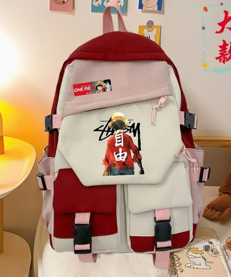 anime One Piece Luffy Zoro anime backpack large capacity student school bag male campus Korean version backpack birthday gift