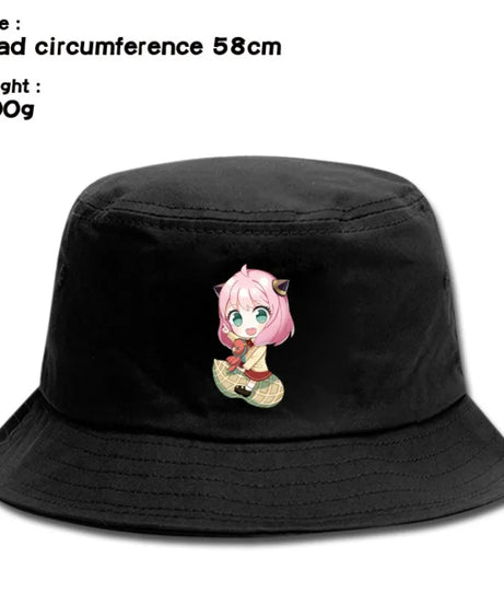 Anime Spy X Family Creative Peripheral Cute Outdoor Leisure Sunscreen Hat Art Versatile Cartoon Printed Fisherman's Hats