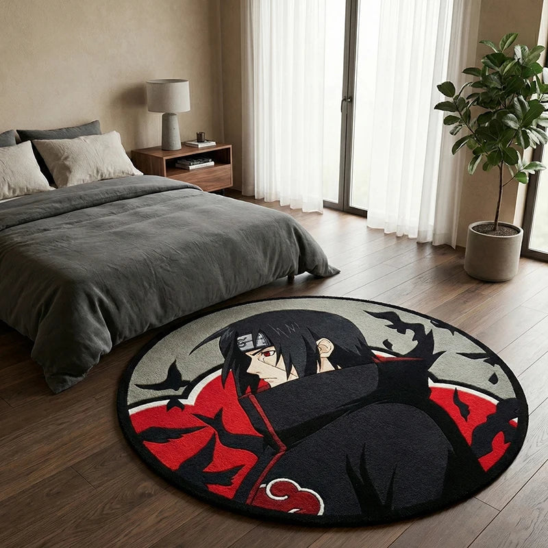 Anime Naruto Itachi Uchiha Circular Design Rug – Non-Slip Bedroom & Living Room Floor Mat 3