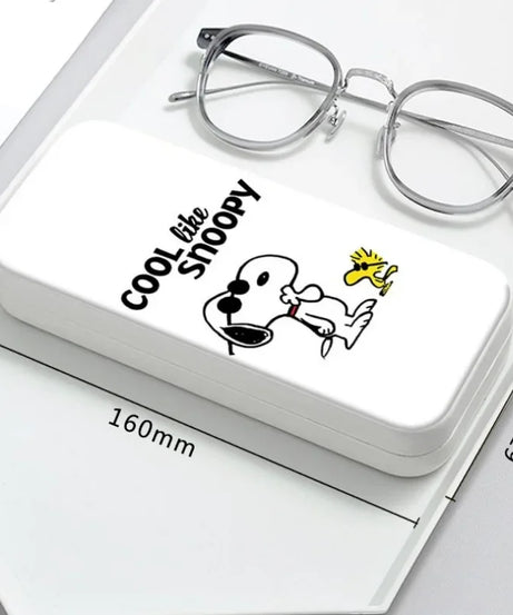 Snoopy Girl Korean Fresh Student Cute Disney Fashion Simple Anti-fall Portable Anti-Stress Folding Glasses Case