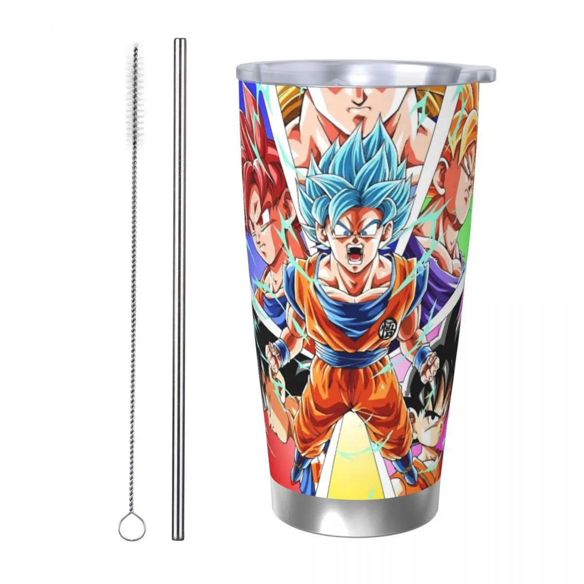 Son Goku & Vegeta DBZ Stainless Steel Tumbler – Double Wall Hot & Cold Cup with Straw