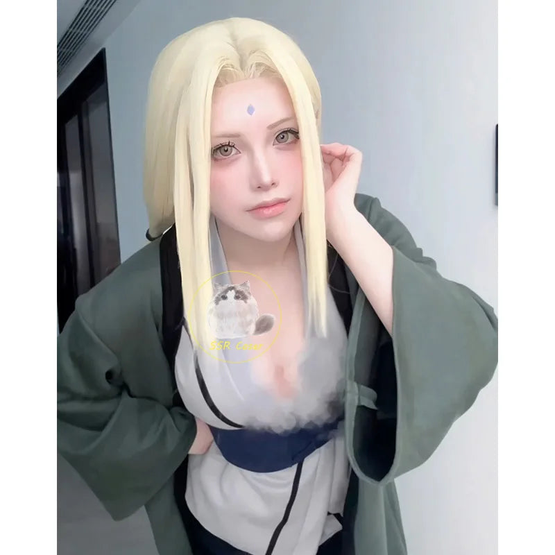 Anime Naruto Tsunade Cosplay Costume Set – Premium Kimono Haori Outfit with Wig & Necklace 5