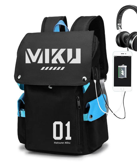 New Hatsune Anime Backpack Student School Shoulder Bag Business Multifunctional Large Capacity Computer Bag Travel Backpack