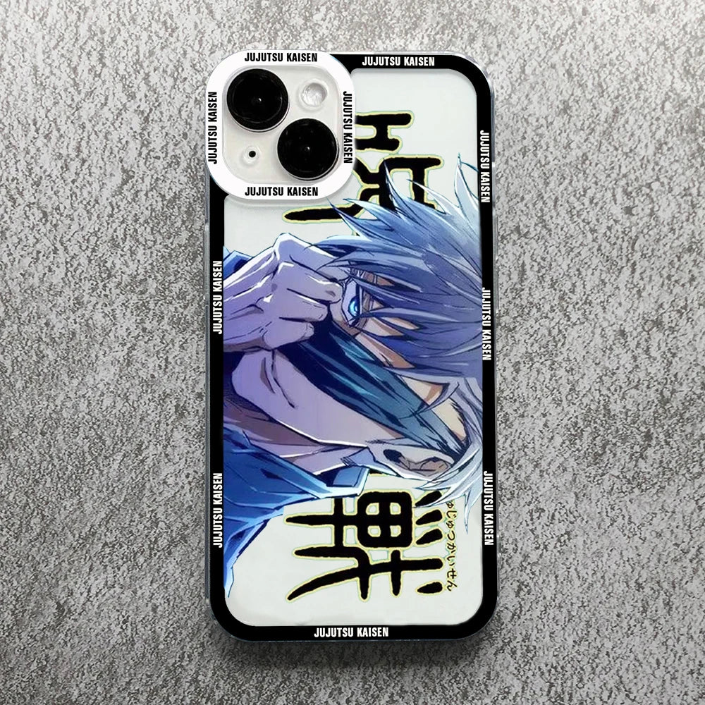 Gojo Satoru Clear Soft Case – Jujutsu Kaisen iPhone 11–16 Pro Max & Plus