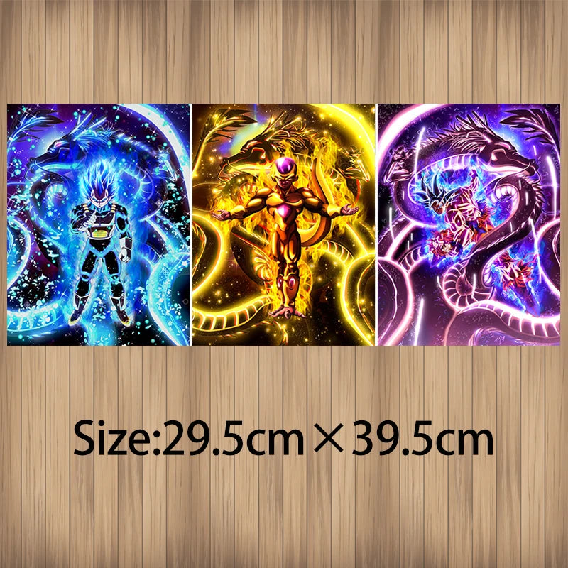 Dragon Ball Z 3D Lenticular Poster – Goku, Vegeta & Frieza Wall Art (No Frame)