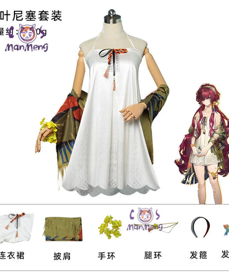 Game Reverse 1999 Enisey Cosplay Costume Sweet Girl Dress Bracelet Shawl Leg Ring Jewelry Set Carnival Party Enisey Complete Set