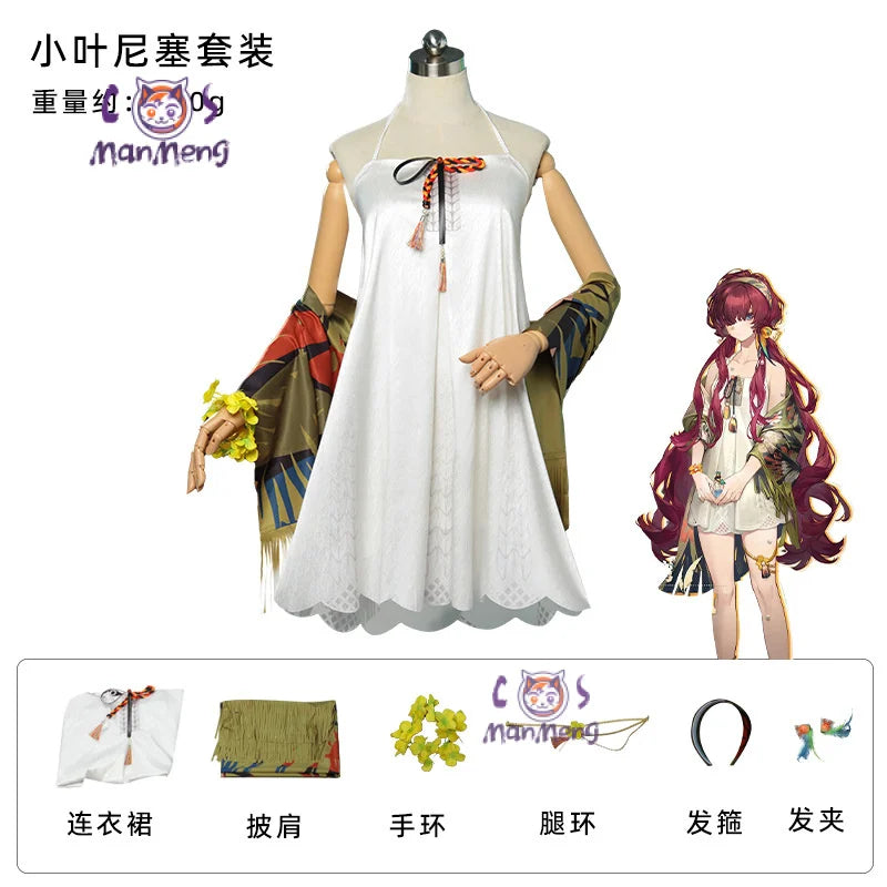 Game Reverse 1999 Enisey Cosplay Costume Sweet Girl Dress Bracelet Shawl Leg Ring Jewelry Set Carnival Party Enisey Complete Set