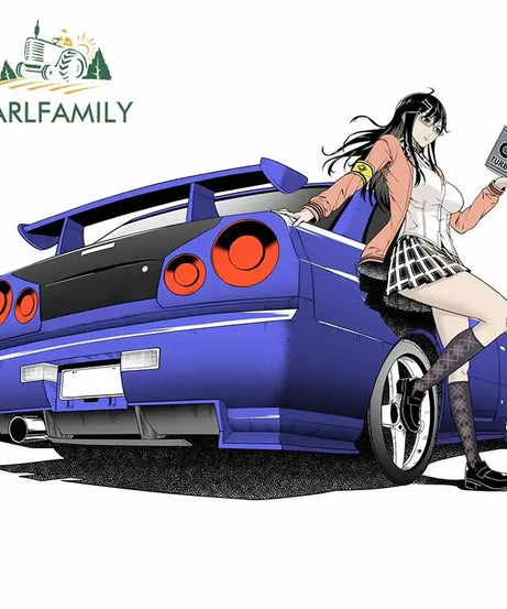 EARLFAMILY 13cm For ILLEGALSTREET X ANIME Window Fine Decal Sunscreen Car Sticker Anime Car Accessories Decoration