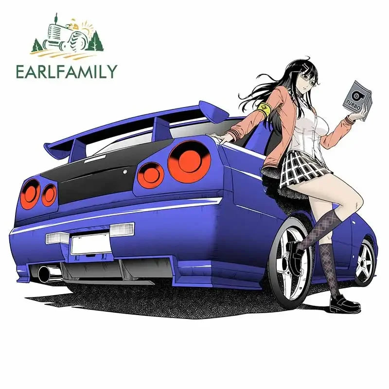 EARLFAMILY 13cm For ILLEGALSTREET X ANIME Window Fine Decal Sunscreen Car Sticker Anime Car Accessories Decoration