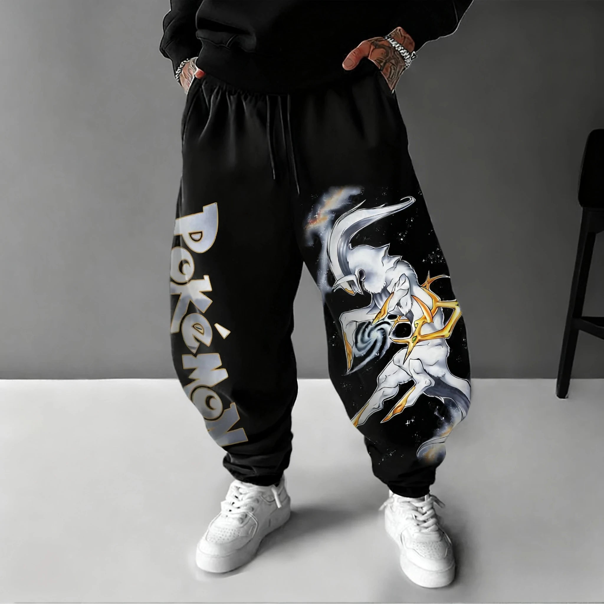 Pokémon Anime Printed Men's Sweetpants  Autumn/Winter New Style American Street Hip Hop Large Loose Casual Cotton Pants