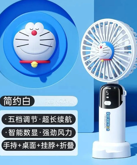 Doraemon Portable USB Fan – Foldable & Silent Cartoon Neck Fan for Students & Gifts