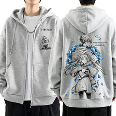Frieren Beyond Journey's End Frieren & Himmel Graphic Zip-Up Hoodie
