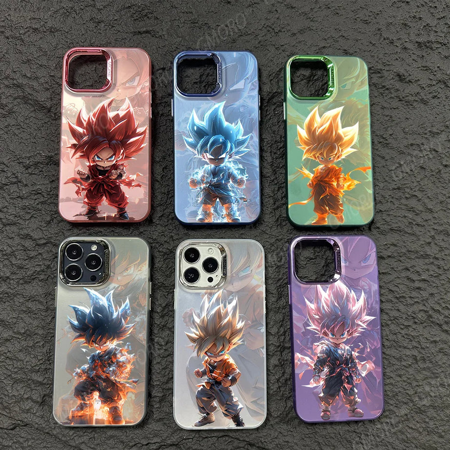 Dragon Ball Phone Case for Apple iPhone 13 14 Plus 15 Pro Max 11 Pro 12 Mini XR Matte Shockproof Electroplated Color Cover