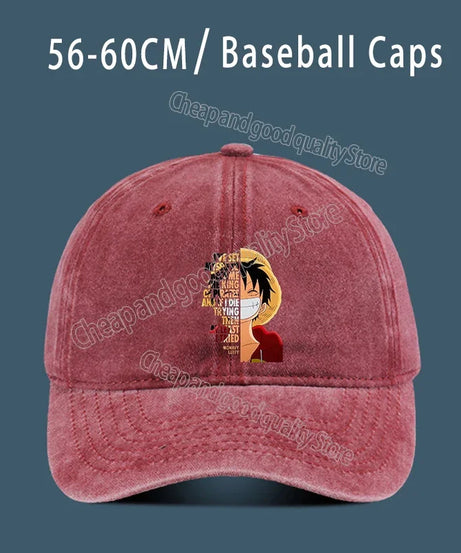 One Piece Luffy  Women Men Baseball Cap Cartoon Anime Figure Print Hat Boy Girl Breathable Kid Hat HipHop Boy NetCap Gift