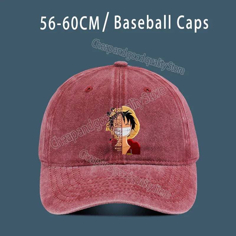 One Piece Luffy  Women Men Baseball Cap Cartoon Anime Figure Print Hat Boy Girl Breathable Kid Hat HipHop Boy NetCap Gift