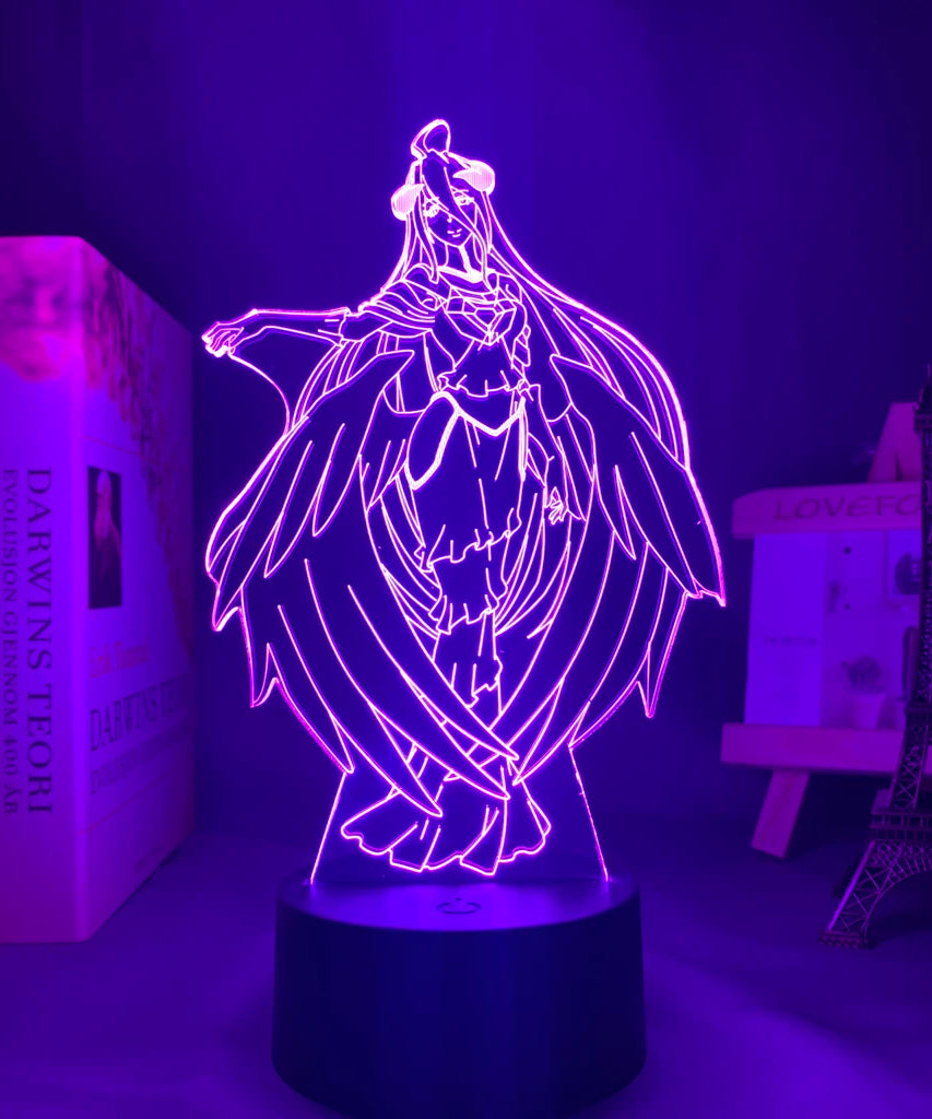 Anime Overlord Acrylic Glowing Stand Albedo Action Figure Led Night Light for Bedroom Decor Gift Nightlight