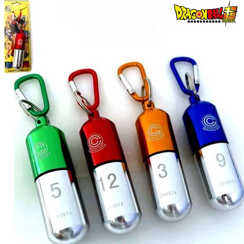 Dragon Ball Aluminum Alloy Keychain Toy Bulma Capsule Creative Keyring Portable Pill Box Container Pendant Birthday Gifts