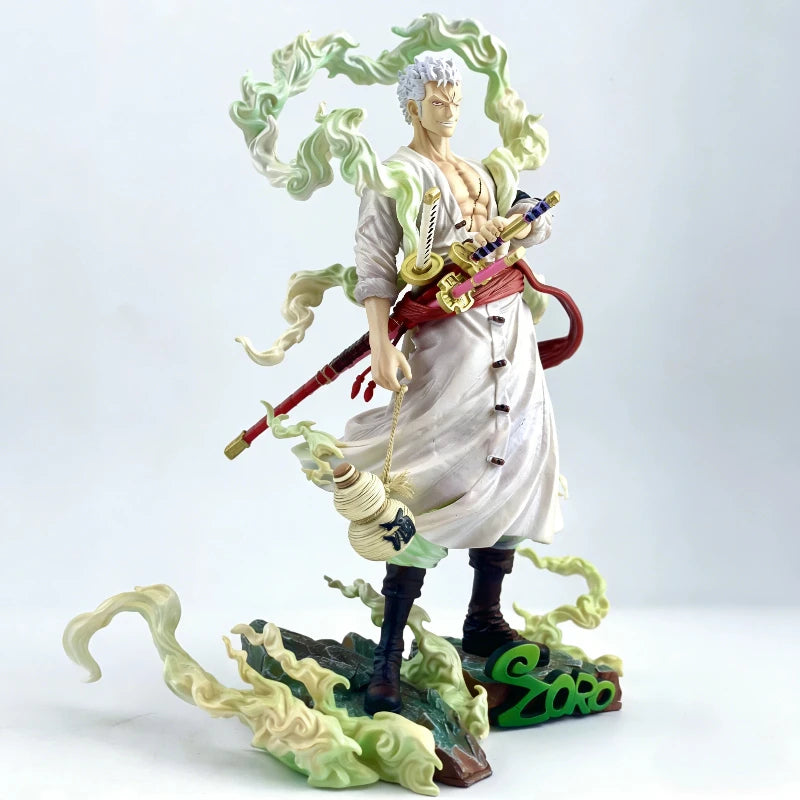 28cm One Piece Nika Style Roronoa Zoro Anime Figure PVC Double Head Statue Collectible Model Toy With Base Desktop Ornament Gift