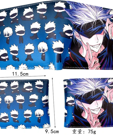 Anime Jujutsu Kaisen Gojo Satoru Bifold Short Men's Wallets Card Holders Purse
