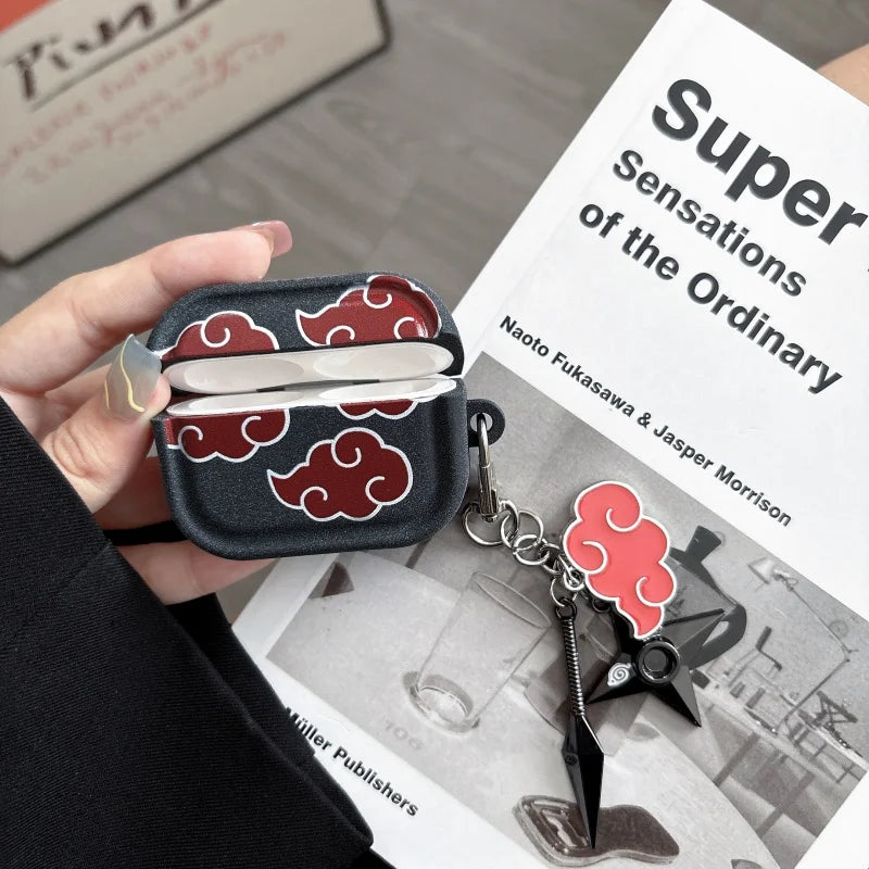 Anime Naruto Akatsuki AirPods Case with Shuriken Pendant – Soft Cover for AirPods Pro & 1 2 3 4 3