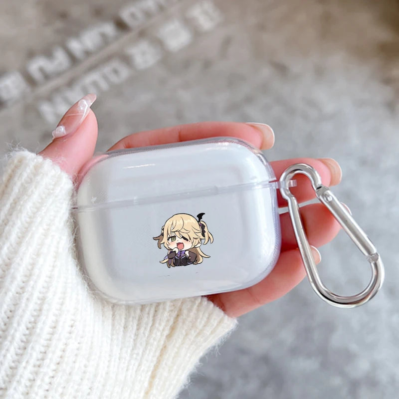 Genshin Impact Anime With Hook Case For AirPods 2 3 1 Cases For Apple AirPods Pro 2 Coque Transparent TPU Earphone Cover
