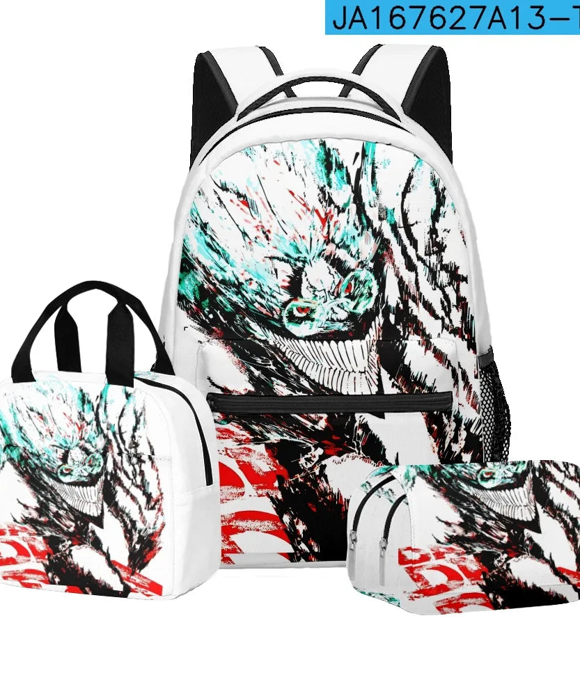 Luxury Popular Novelty DANDADAN 3D Printed 3pcs/Set student School Bags Travel Notebook Backpack Lunch bag Pencil Case