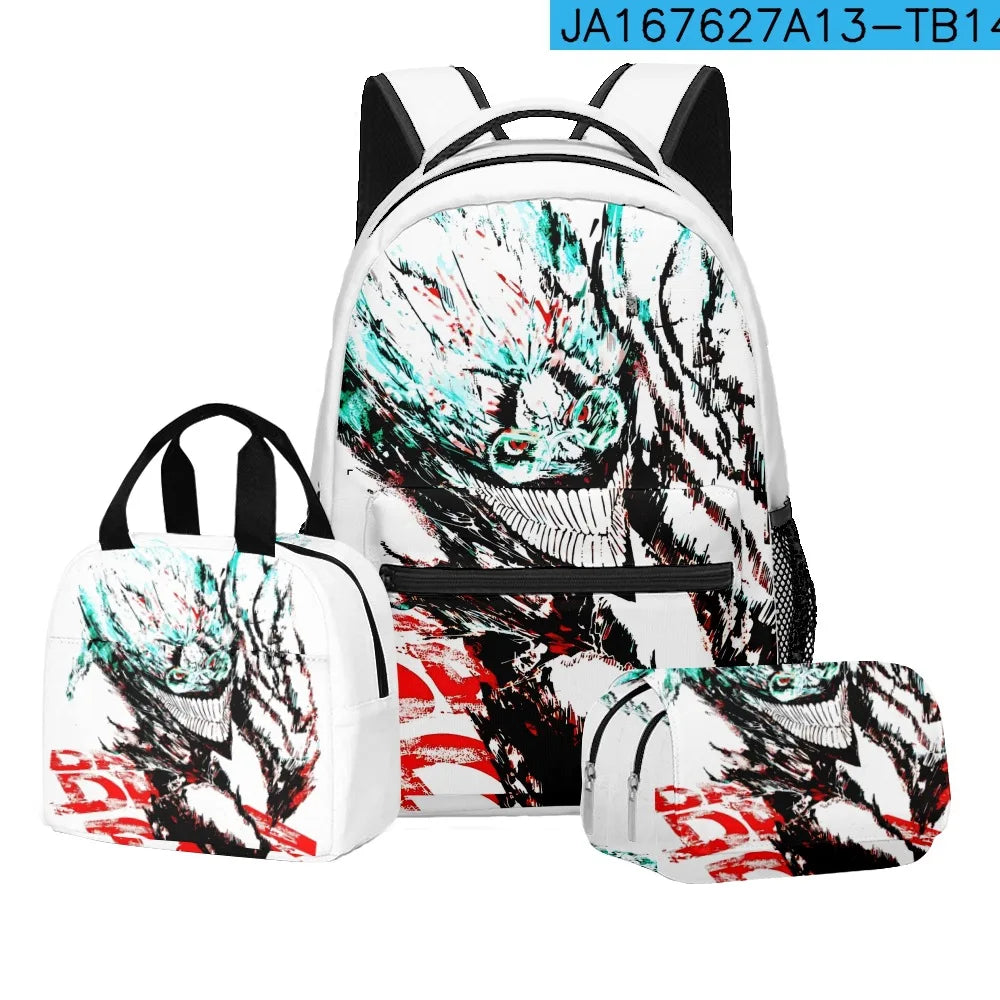 Luxury Popular Novelty DANDADAN 3D Printed 3pcs/Set student School Bags Travel Notebook Backpack Lunch bag Pencil Case