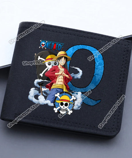 One Piece Letter Men Short Wallet Man Luffy Alphabet Canvas Wallet Man Credit ID Card Holder Anime Foldable Pocket Coin Purse