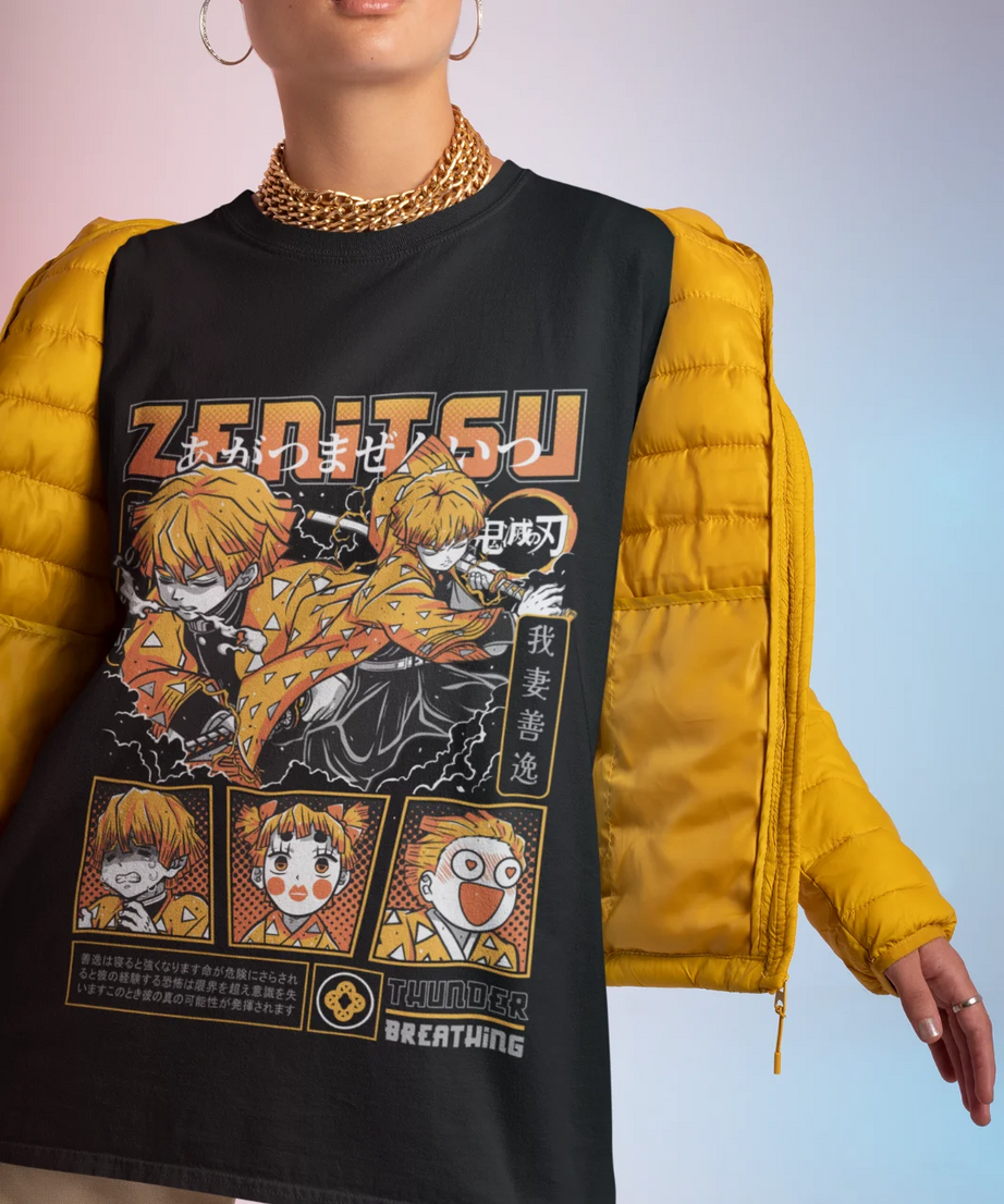 Agatsuma Zenitsu T-Shirt – Demon Slayer Kimetsu no Yaiba Anime Tee