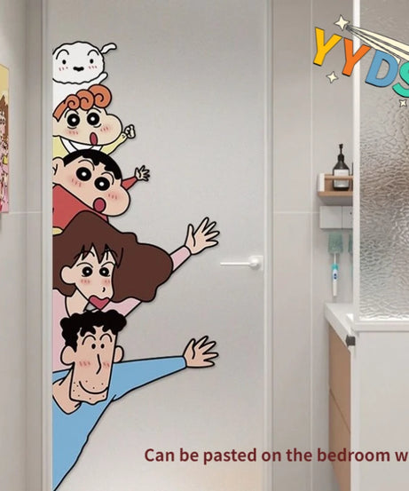 Ins style Crayon Shin chan Wall Stickers Cute and Funny Anime Glass Window Stickers Shop Decoration Door Stickers